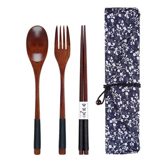 Sendok Garpu Sumpit Kayu Set Wooden Cutlery Korean Sujeo Spoon Fork