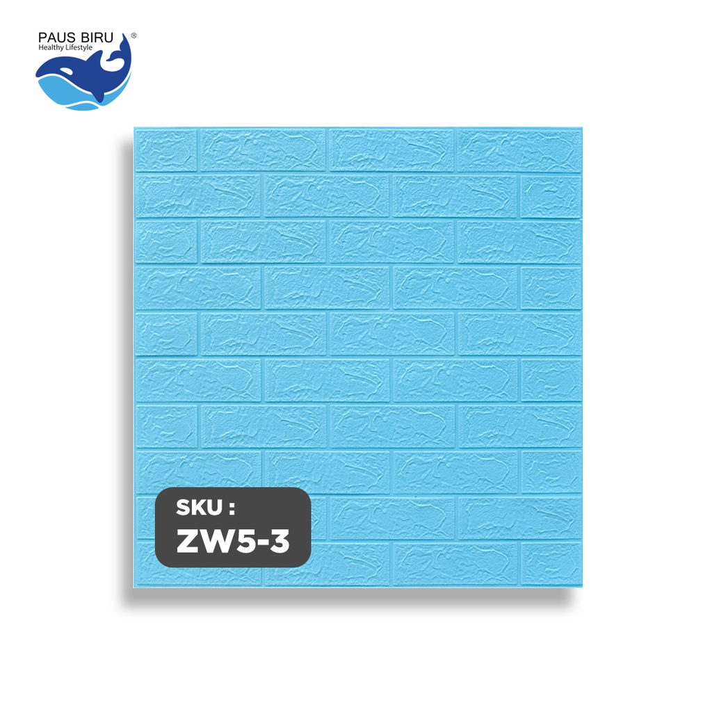 Paus Biru - Wallpaper Dinding 3D bata / wallpaper 3D Foam 77x70cm ketebalan 4.5mm-W53 BIRU 4.5mm