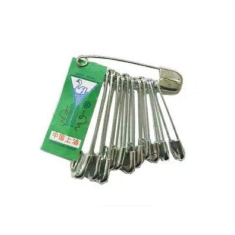 Peniti swan ( 1 RENTENG 12pcs ) atau Peniti Sea Gull / peniti silver sedang