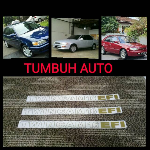 Sticker Stiker Striping Tulisan TWINCAM 16 EFI Emas Toyota Corolla Starlet Great Soluna all new GT