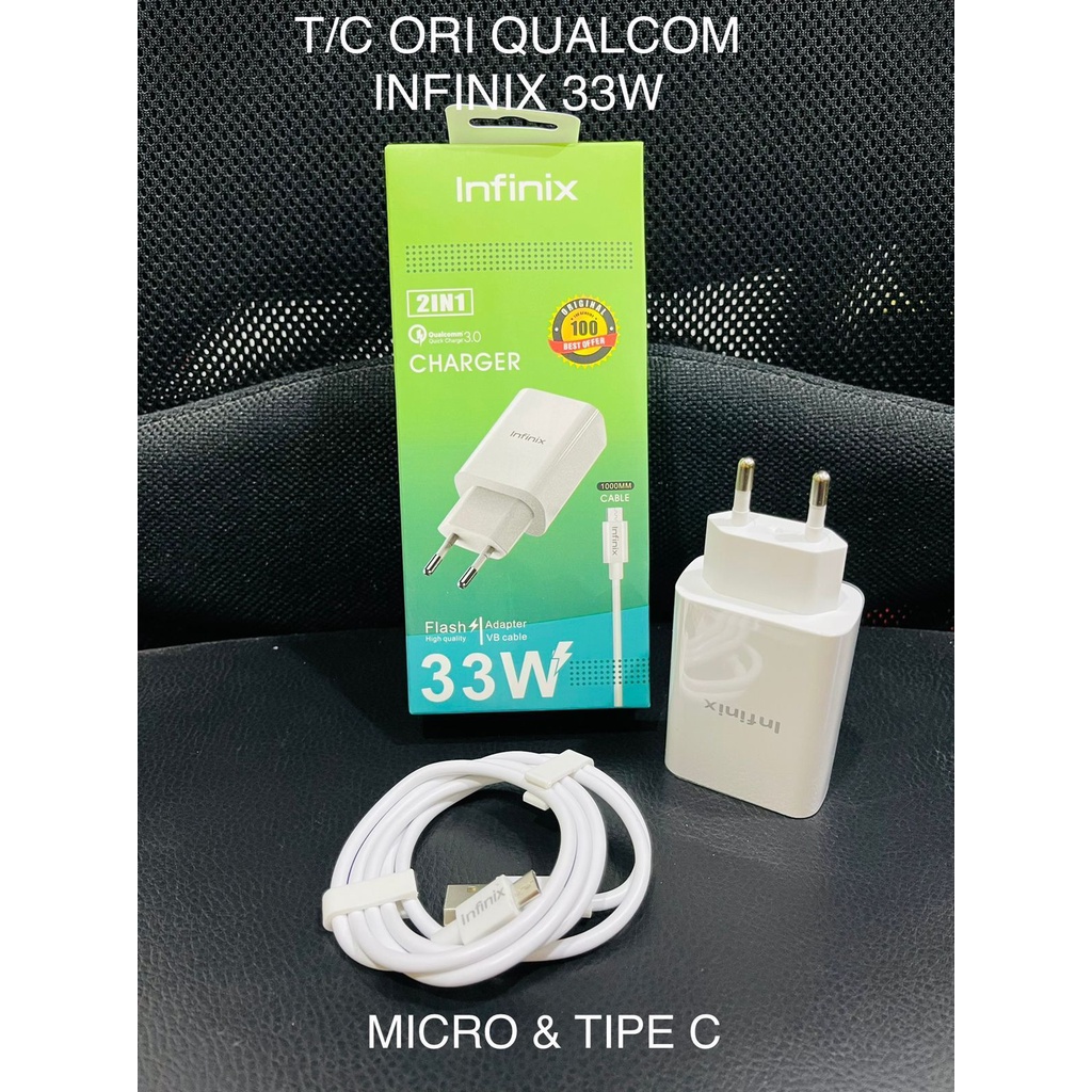 Charger Infinix Quick Charge 3.0 2in1 Fast Charging Micro USB and tipe c / casan infinix Hot 8 /  7 / 9 / 10 pro / hot 10 play / hot 11 play hot 12 pro