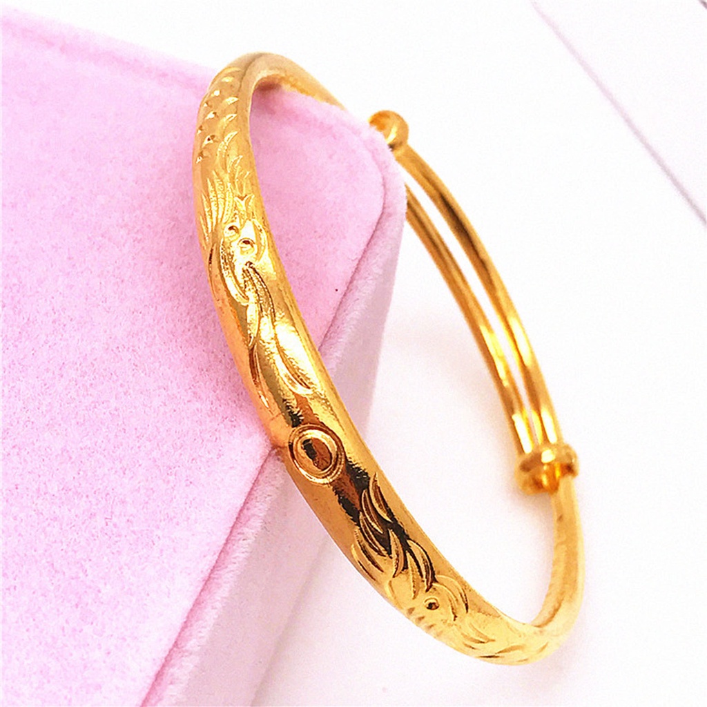 Hu Hu Hu Hu Hu Alat Bantu Pasang Kacamata♡ Gelang Tangan Tebal Adjustable Lapis Emas Imitasi Untuk Wanita