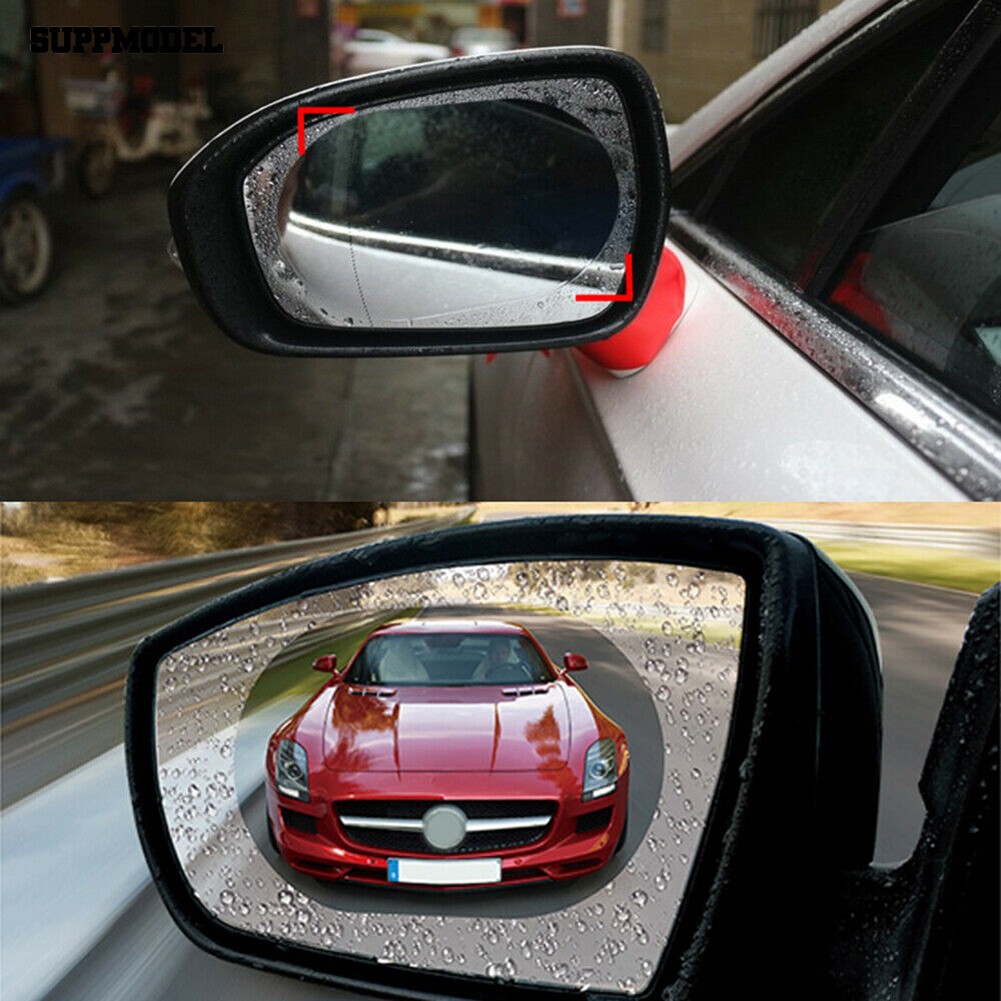 Supmodel 2Pcs Car Anti-Fog Oval Rainproof Waterproof Safety Driving Rearview Mirror Film