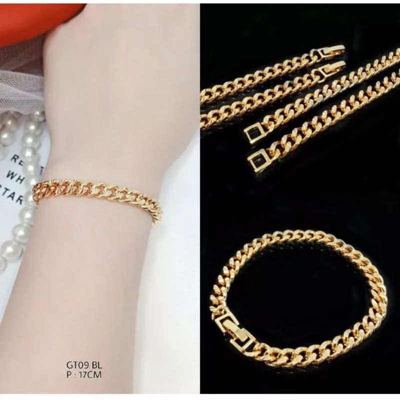 gelang rantai mirip mas asli, gelang pria dan wanita,gelang perhiasan fashion wanita dan pria,gelang mirip mas asli , perhiasan berlapis emas 24 k, gelang titanium import