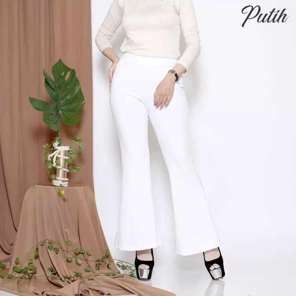 celana cutbray highwaist palazzo scuba shireen lingkar kaki lebar kembang tinggi wanita premium