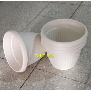  POT  PLASTIK  25 cm PUTIH POT  TANAMAN POT  BUNGA  Shopee 