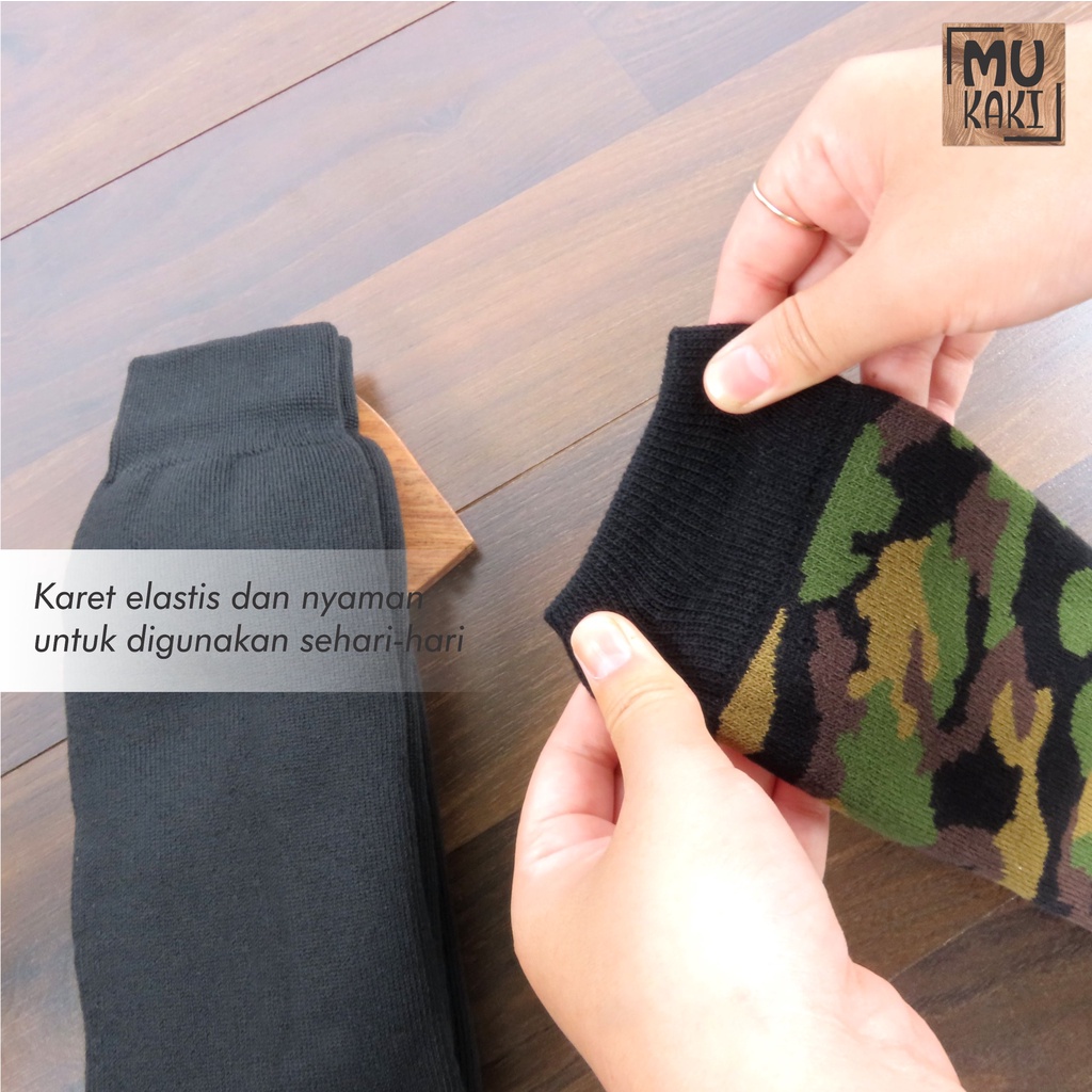 Kaos Kaki Pria TNI Polos Hitam Dan Loreng Mukaki