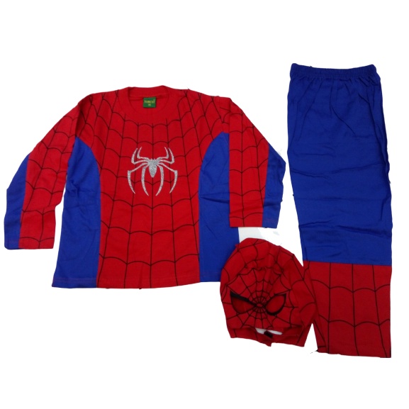 Kostum Anak Laki Laki Spiderman Baju Setelan Panjang Karakter Superhero Spider Man Topeng