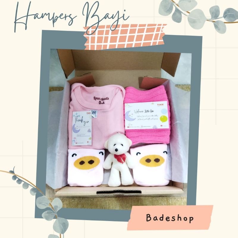 hampers baju bayi Unisex / kado bayi  / kado sepatu bayi / parsel murah /hampers baby/ kado baby / hampers bayi / hampers new born / kado lahiran / hampers lahiran / hampers / kado-Hemat Pink