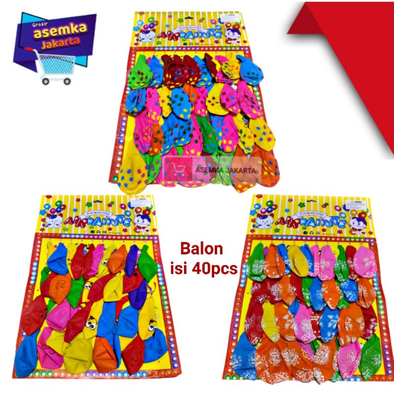 Balon bulat Ulir Warna warni balon ultah balon pesta  isi 40pcs grosir