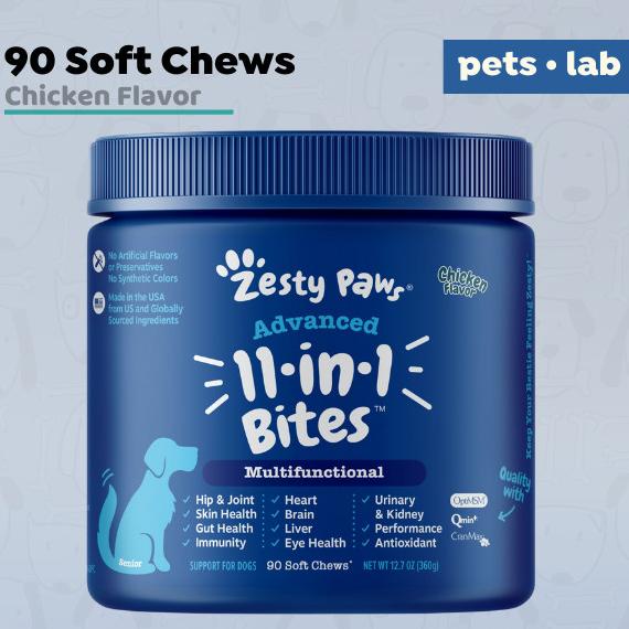 Zesty Paws Advanced Multivitamin Bites Senior Dog Vitamin Anjing Tua