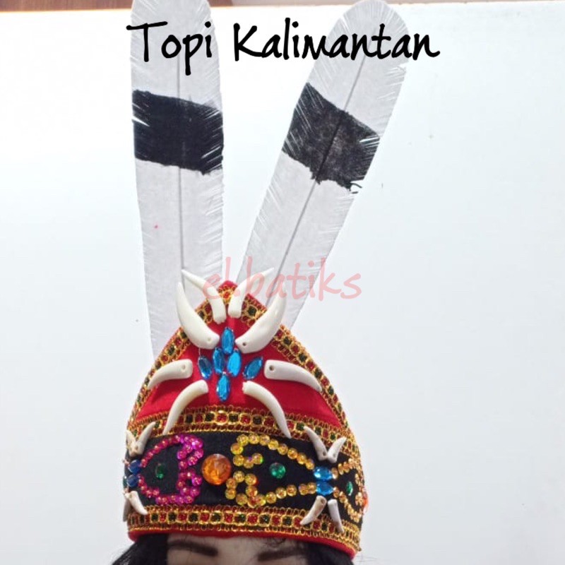 Topi Adat Bulu Enggang Imitasi Kalimantan