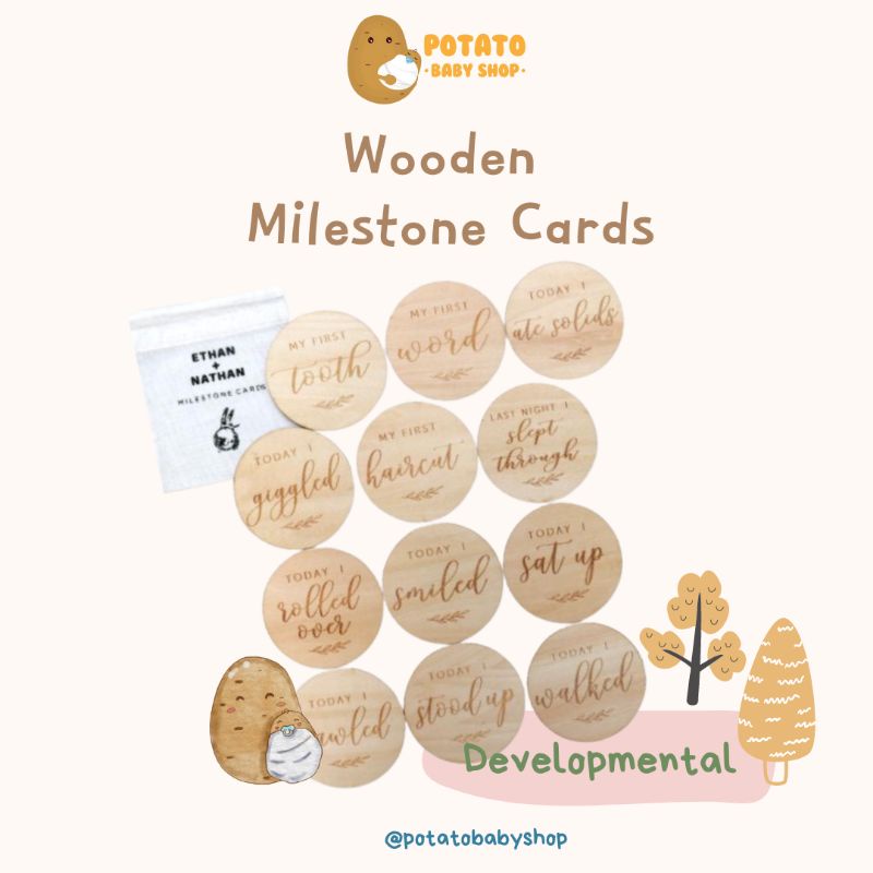 Ethan &amp; Nathan - Wooden Milestone Card