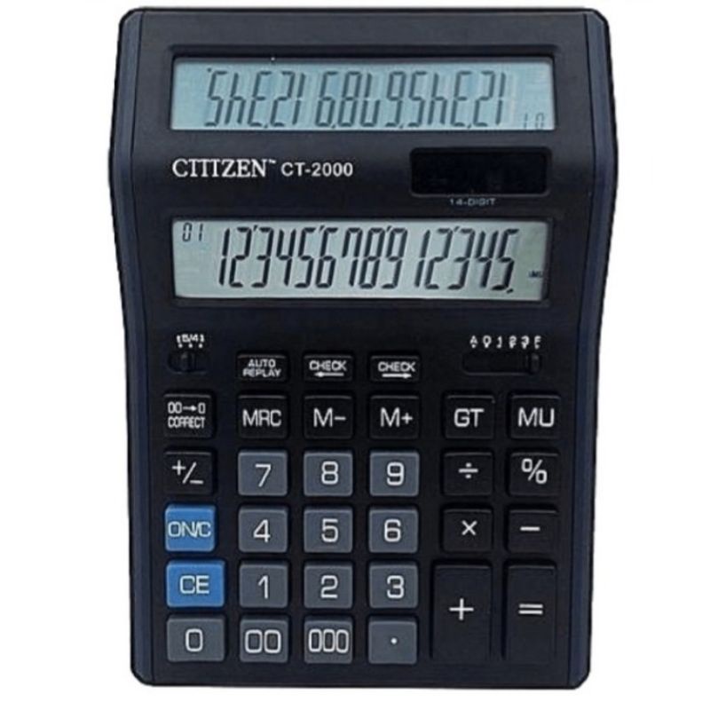 Kalkulator CITIZEN CT-2000 layar double size besar 14 digit memory check n correct calculator