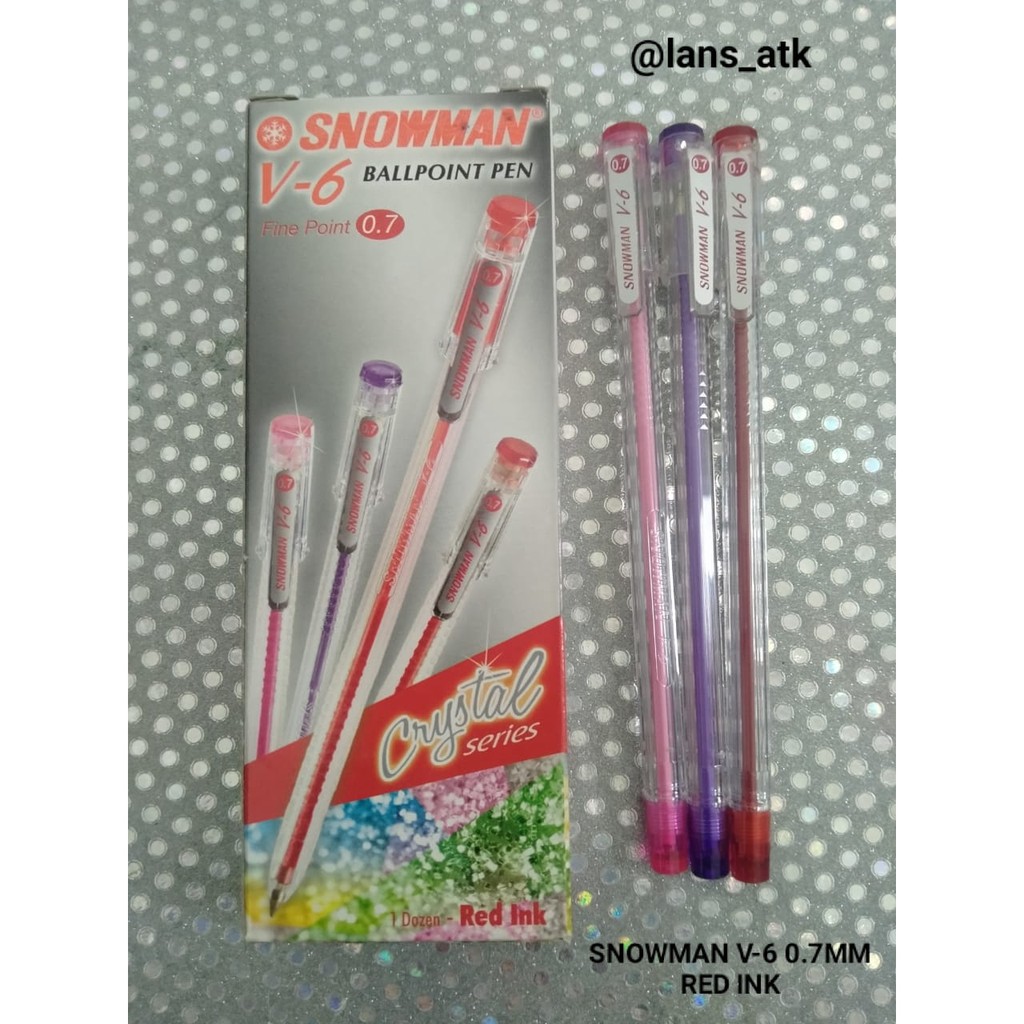 

BALLPOINT PEN SNOWMAN V-6 MERAH / PULPEN SNOWMAN V6 RED