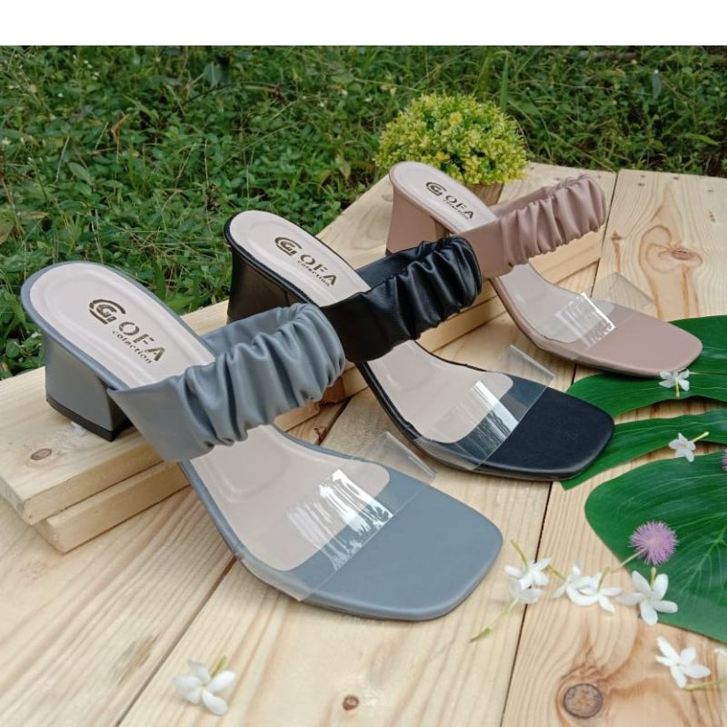 heels terbaru heels kaca heels kerut wanita