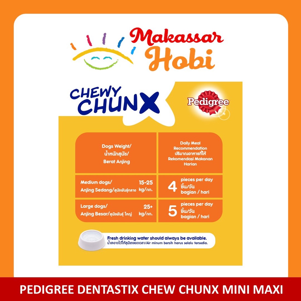 Pedigree DentaStix Chewy Chunx Mini Maxi Dog 68gr Snack Cemilan Anjing