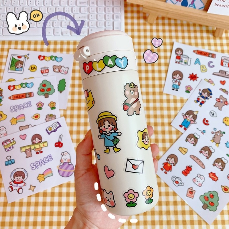 Magic789 Lovely Girls Apple Bear Rabbit Stickers for Bottles Cellphone DIY Decals