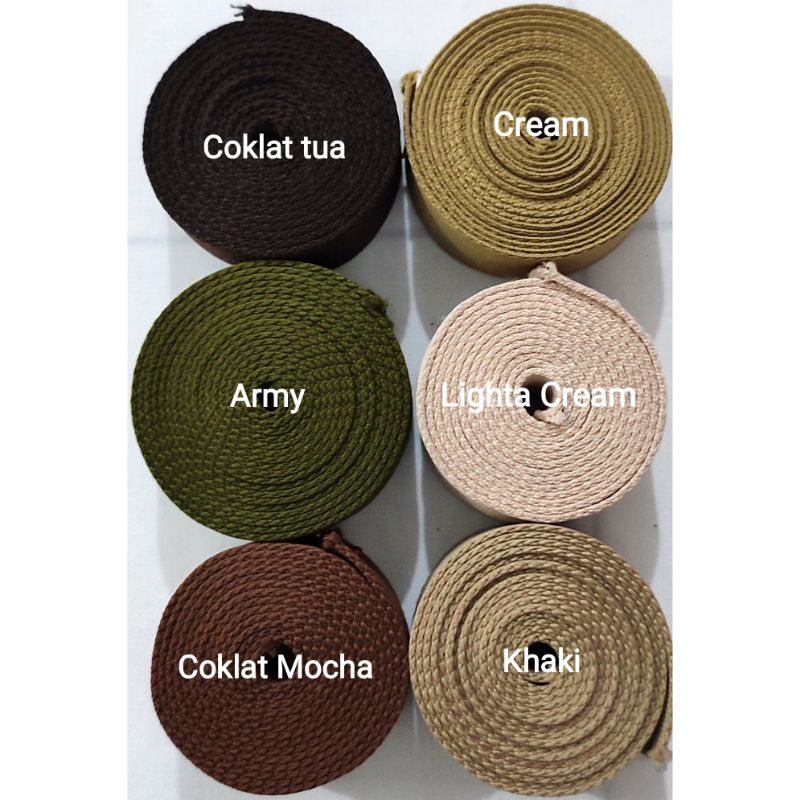 Webbing 3.8 cm polykatun polyester katun tebal heavy duty ketebalan 1.9mm (meteran)