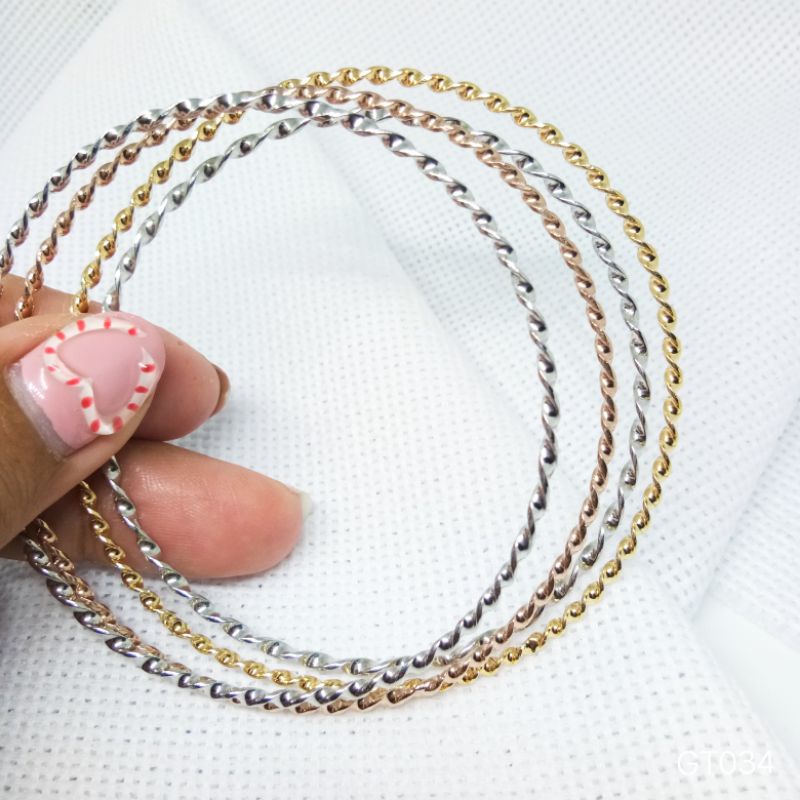 Gelang Keroncong Perak Asli 925 Lapis Mas Putih / Harga Per-pcs