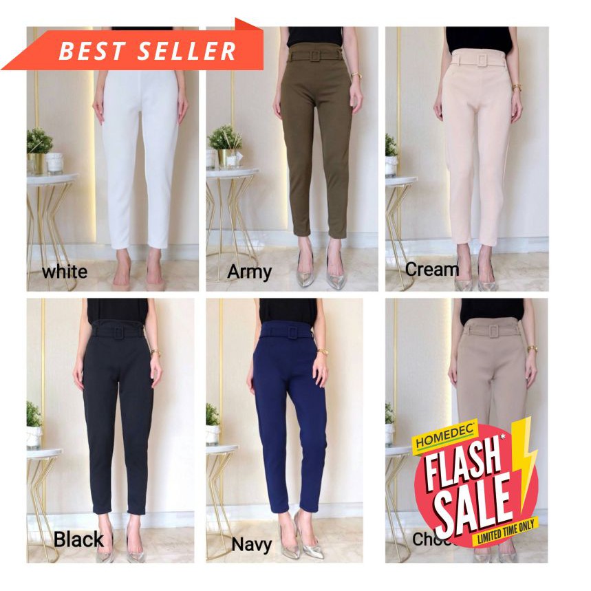 CEWEK KETAT TIDAK PANAS FITNESS ZUMBA// SCUBA Celana Wanita WITH BELT Pinggang Karet