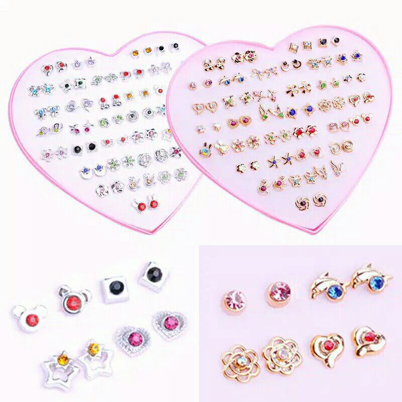 ANTING TUSUK KARAKTER WARNA GOLD / ANTING MOTIF / ANTING GIWANG PLASTIK