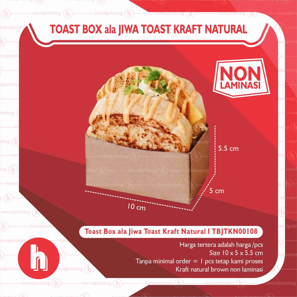 [50 PCS] Toast Box ala Jiwa Toast Kraft Natural 10x5x5.5 I TBJTKN00108