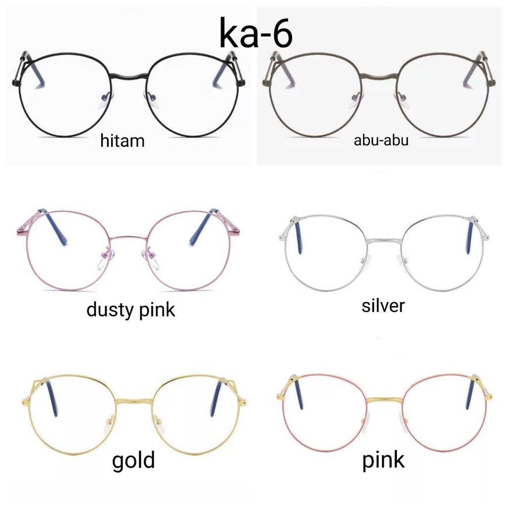 (Rowling)Impor murah Frame Kacamata Wanita dan Pria Gaya Retro Round Eyeglasses Metal Frame Kacamata Fashion-7