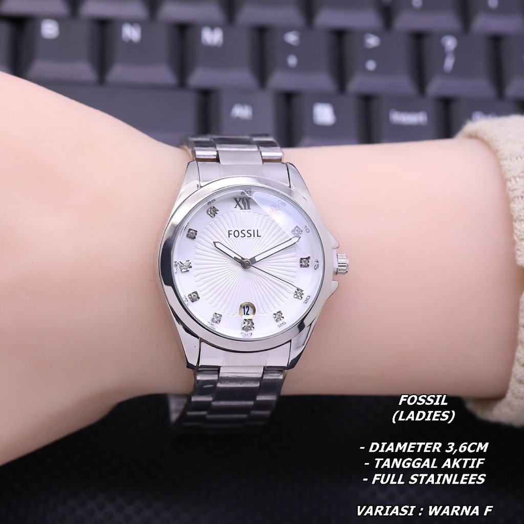 JAM TANGAN WANITA FASHION RANTAI BODY BULAT TANGGAL AKTIF