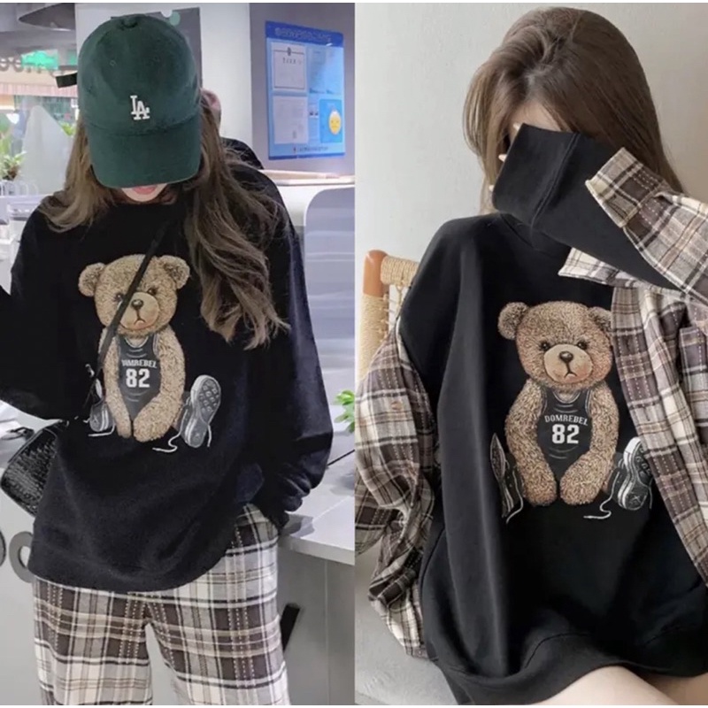 SWEATER DOM REBEL TEDDY BEAR SPORTY CREWNECK OBLONG BAHAN FLEECE