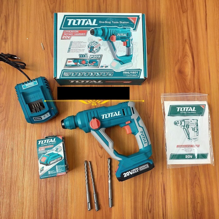 TOTAL TRHLI Cordless hammer drill SDS PLUS mesin bor baterai