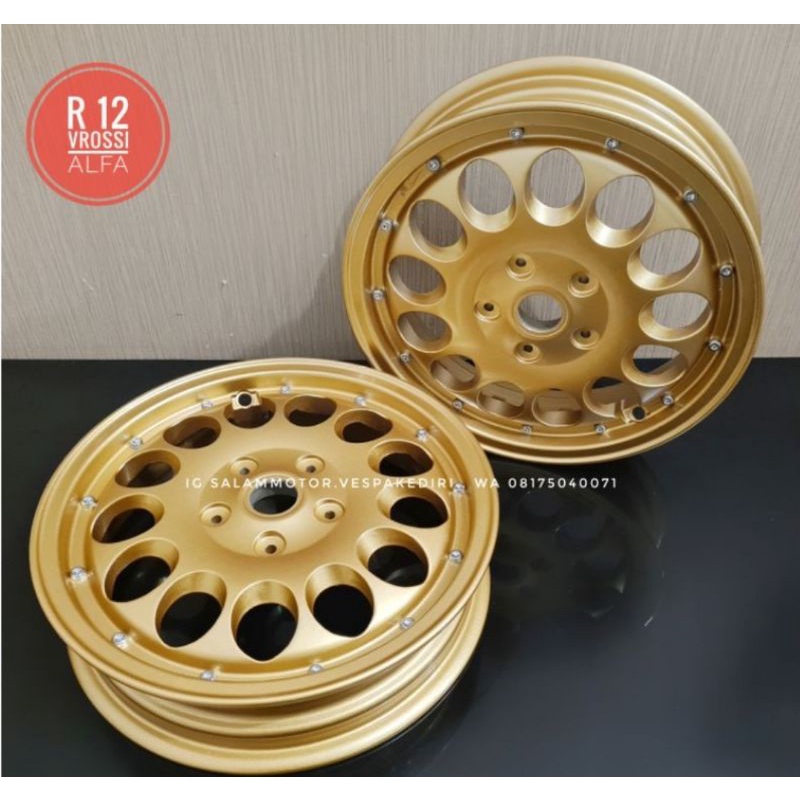 Velg Vespa Vrossi Ring 12 ALFA Tubeless GOLD R12 GTS front front vespa klasik ring 12
