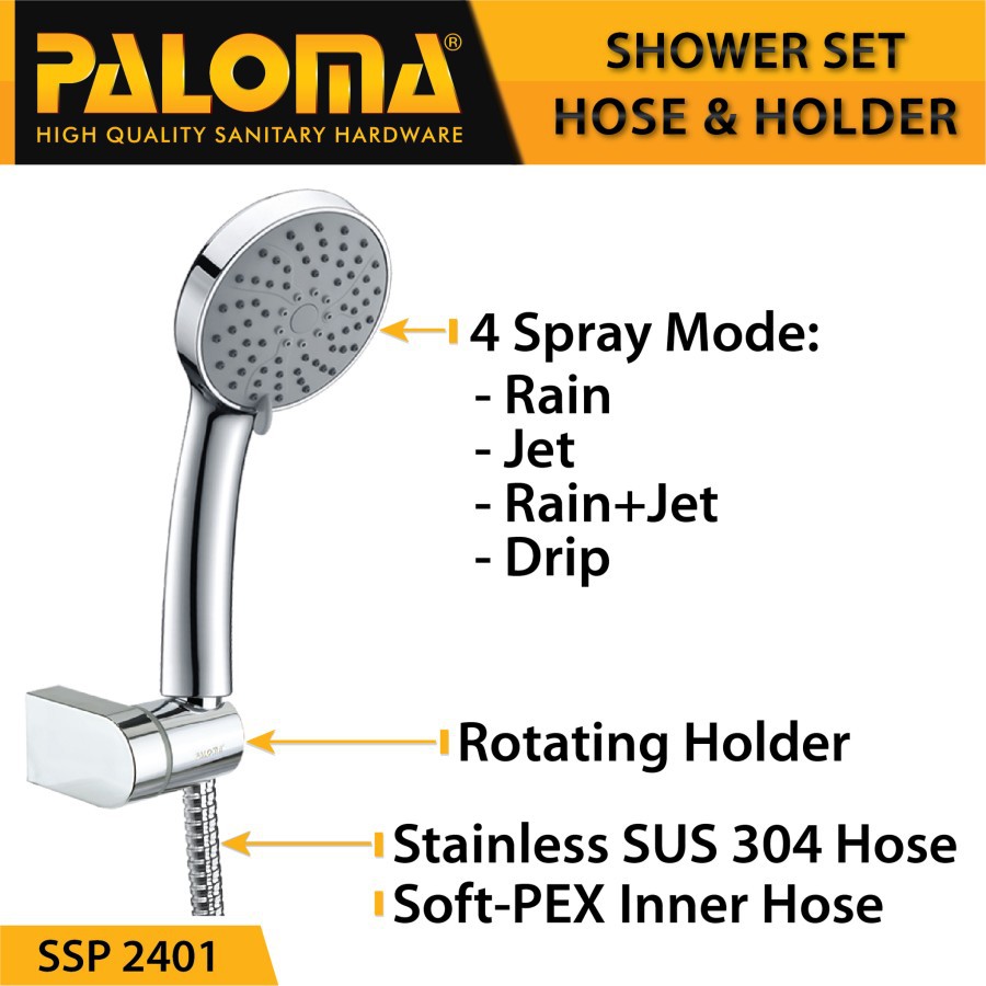 HAND SHOWER  SET PALOMA SSP 2401 LENGKAP DENGAN HOLDER DAN SELANG FLEXIBLE