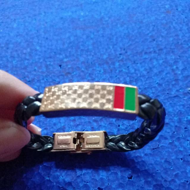 Gelang kepang kulit Gucci premium