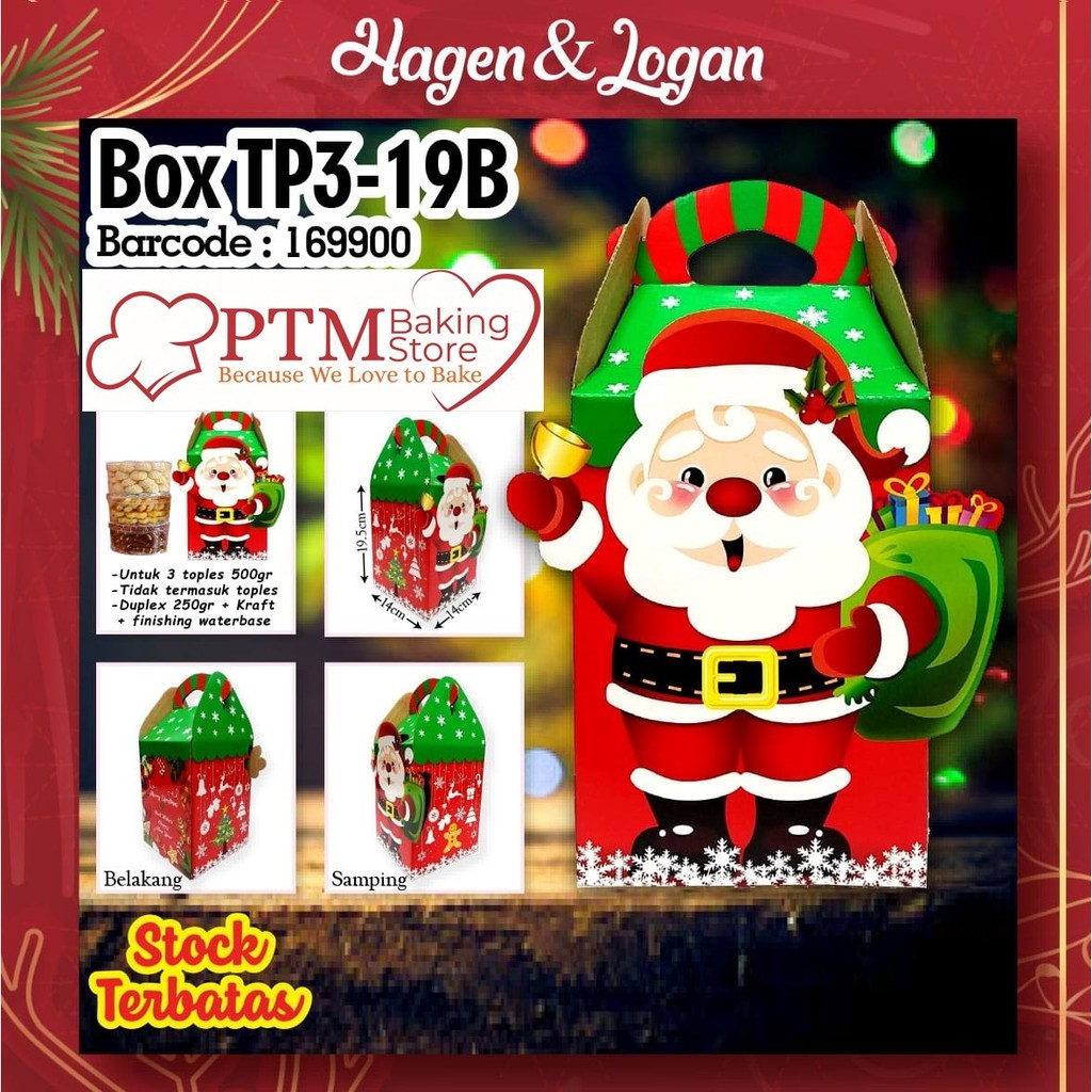 Box Hampers Natal isi 3 Toples 5pcs