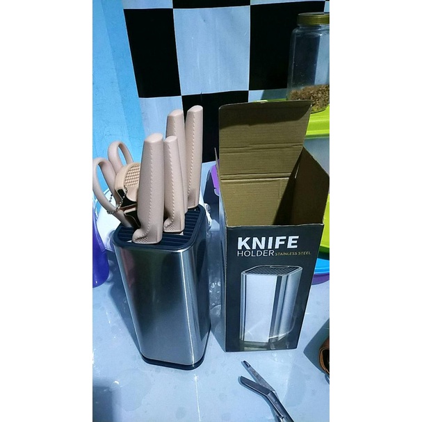 SH8 Rak Tempat Pisau Dapur Xituo Stand Tool Knife Holder Bahan stainless Wadah Tempat Pisau Dapur Stainless Steel Stand Tool Knife Holder Organizer Dapur Spatula Stand Holder