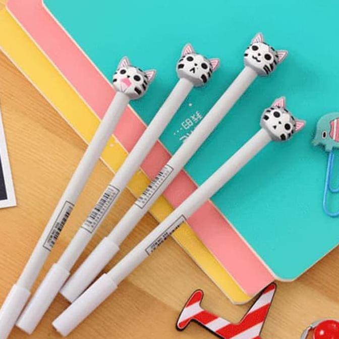 

Ready Stock Kak,,,Silahkan Order !!!! Keburu Habisss... Pen Kepala Kucing Cute Cat Gel 0.5Mm Black