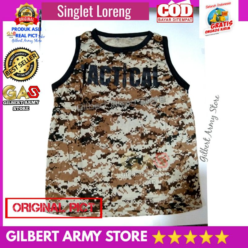 Grosir Baju kaos Singlet Loreng Kopasus Logo bordir Murah Gilbert Army Store