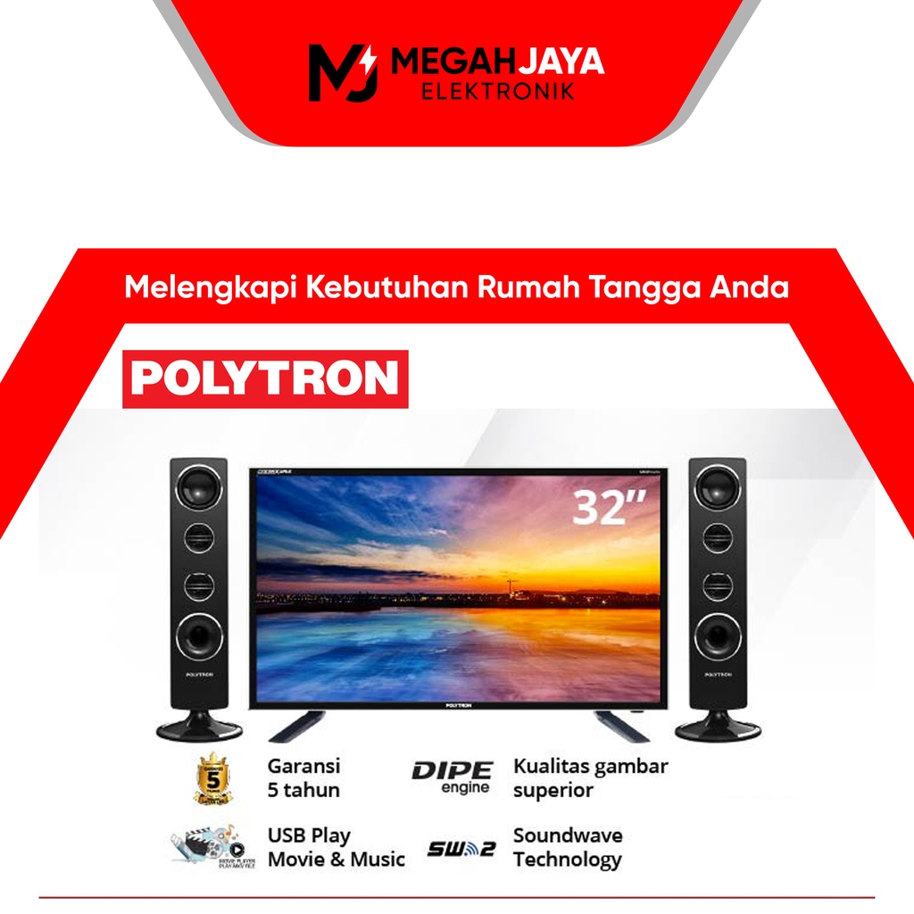 Jual POLYTRON TV LED PLD 32T1506 + SPEAKER TOWER (32 INCH / BLUETOOTH