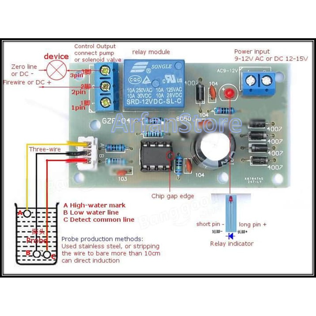 Liquid Water Level Sensor Controller Module Detection Automatic Pump