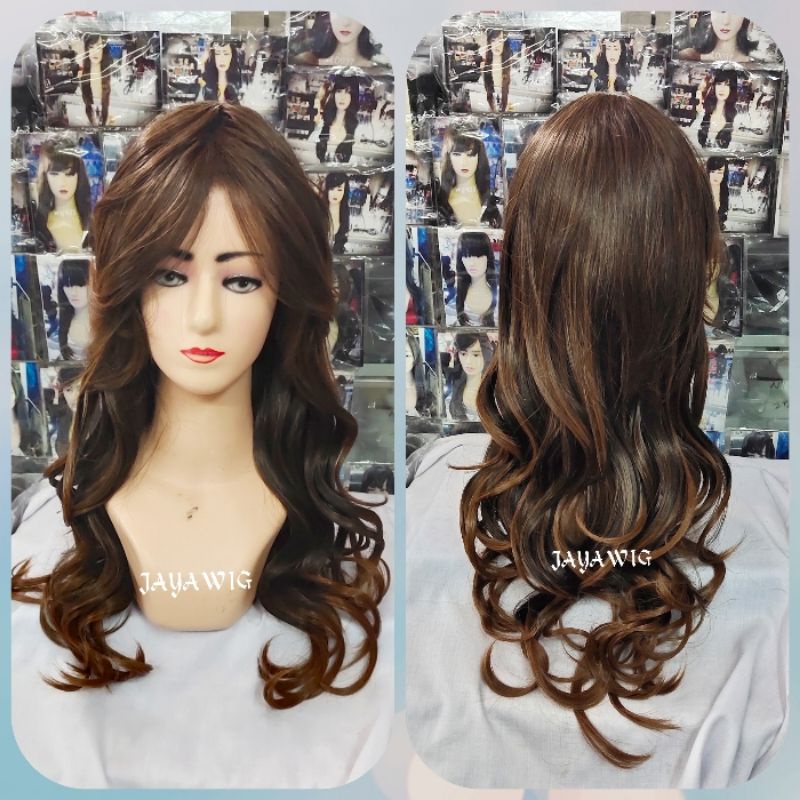 Wig Curly Panjang 55cm Rambut Palsu Wanita Model Keriting