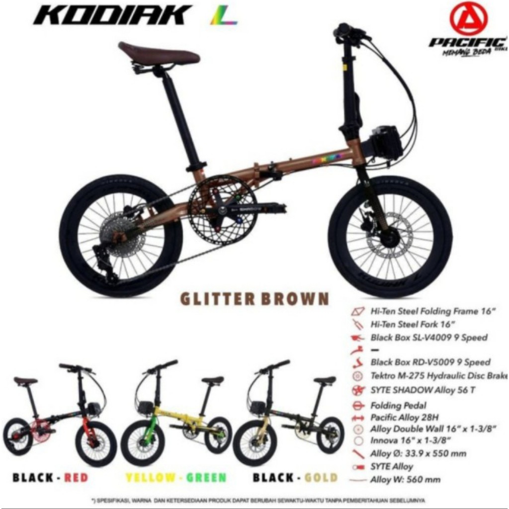 Sepeda Lipat 16 Inch Pacific Kodiak L 9 Speed