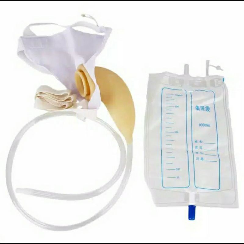 Alat Bantu Kencing Pasien Stroke Pria Wanita lengkap dengan urin bag 2000ml / Kateter Eksternal, urin bag 2000ml, Dr. P