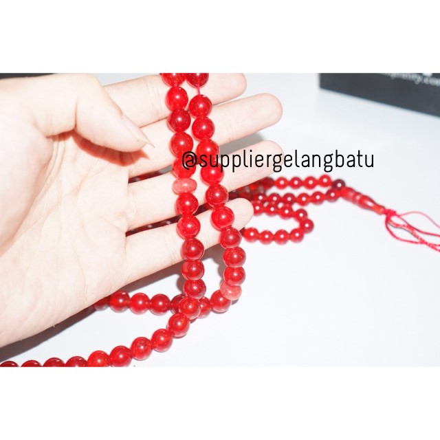 tasbih batu RED GARNET 99 butir premium tasbeh manau alam akik aksesoris bahan craft kerajinan