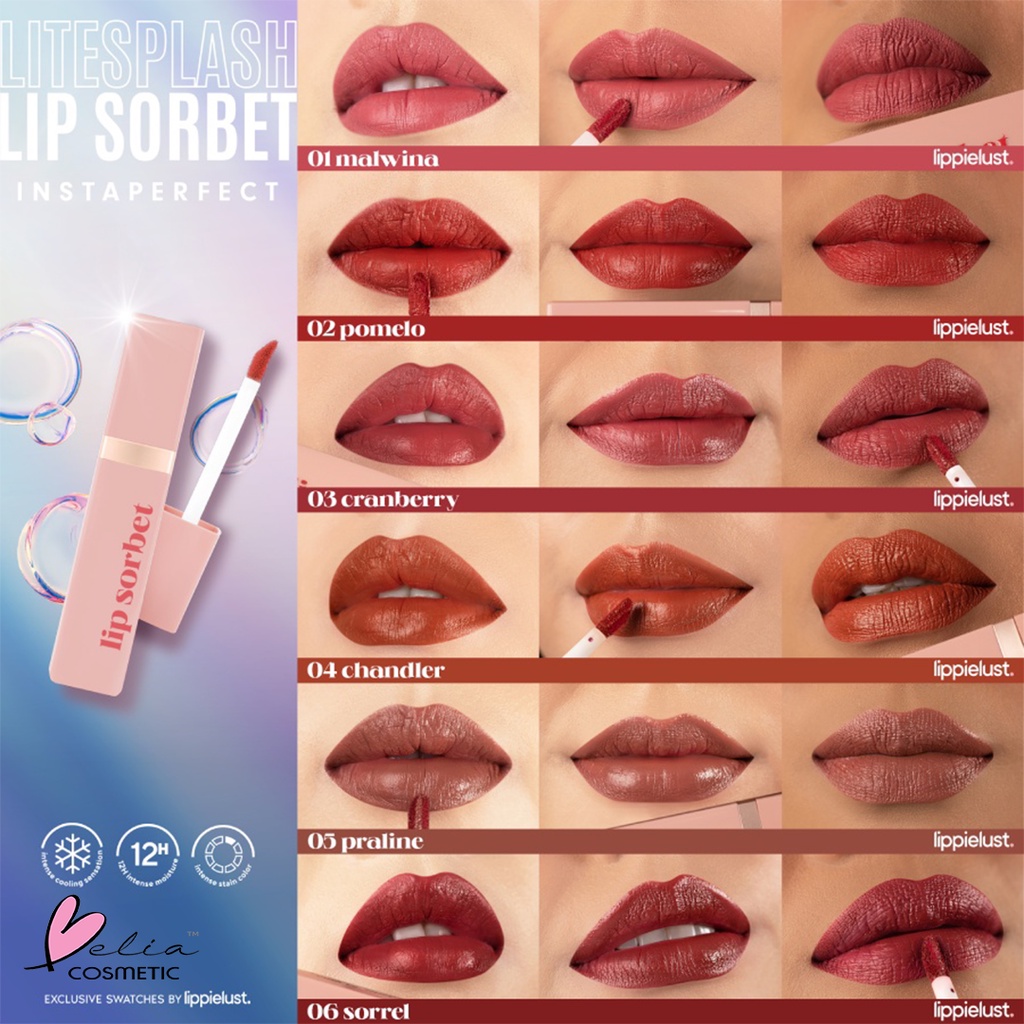 ❤ BELIA ❤ WARDAH Instaperfect Litesplash Lip Sorbet 4.2 g - Ringan, Vegan, Stain | Lipstick | Lip Cream | Lip Tint | Lip Color | BPOM