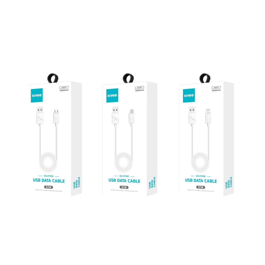 Kivee Kabel Data Android Type-C USB Fast Charging White Samsung Xiaomi Vivo Oppo 2.1A