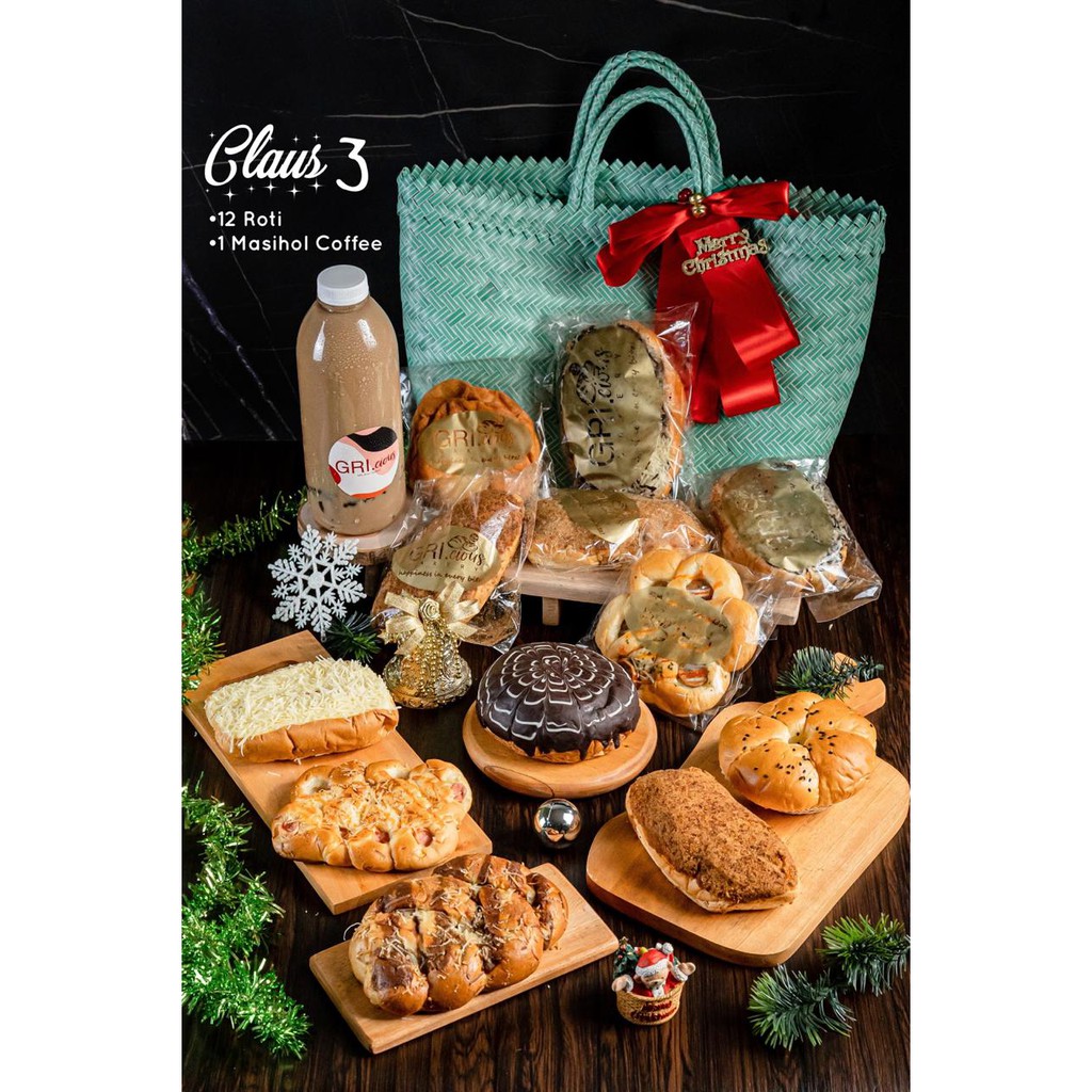

Hampers Natal - Gricious Bakery - Claus 3 - Isi 12 + 1L Minuman Kopi