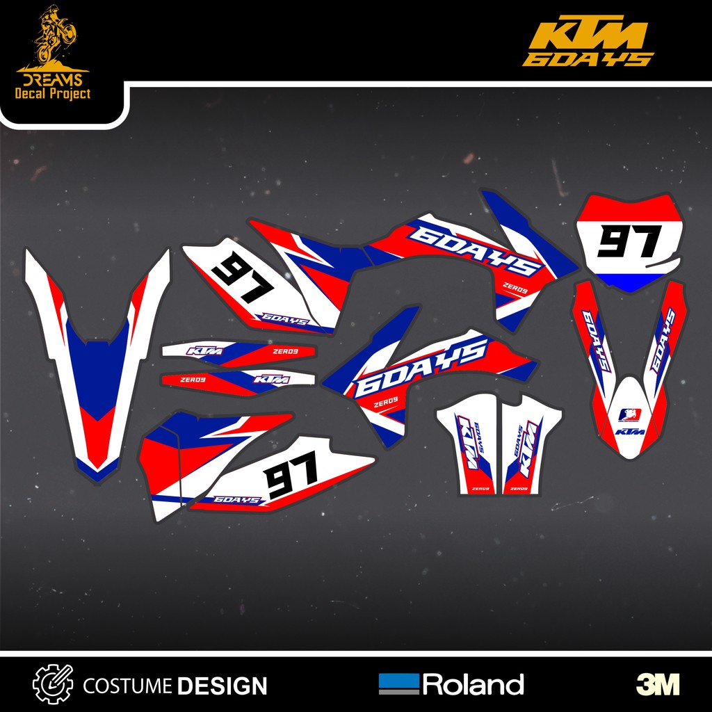 Decal KTM 250 SIX DAYS Biru Putih