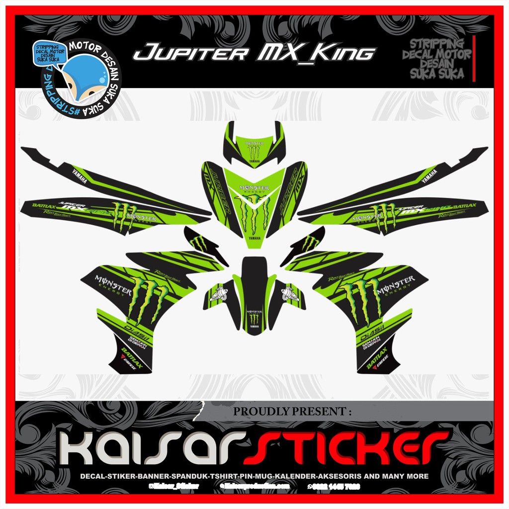 Decal Sticker Motor full body Stiker Yamaha Mx King 150 MONSTER HIJAU