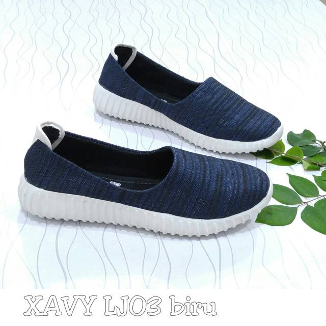 Borneo Sepatu Flat Slip on  LJ03 Sepatu wanita Bahan Kanvas Tebal